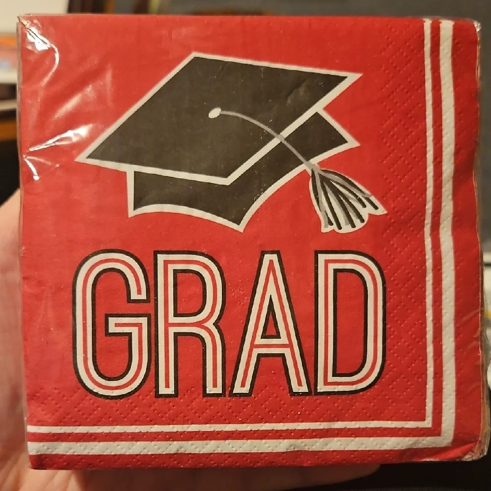 GRAD Napkins-Red and Black